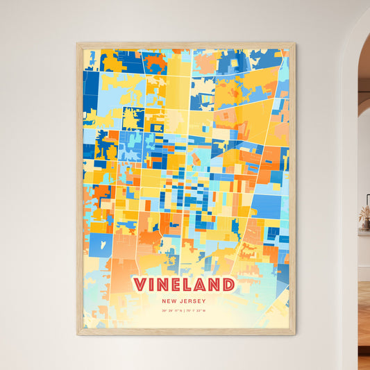 Colorful Vineland New Jersey Fine Art Map Blue Orange