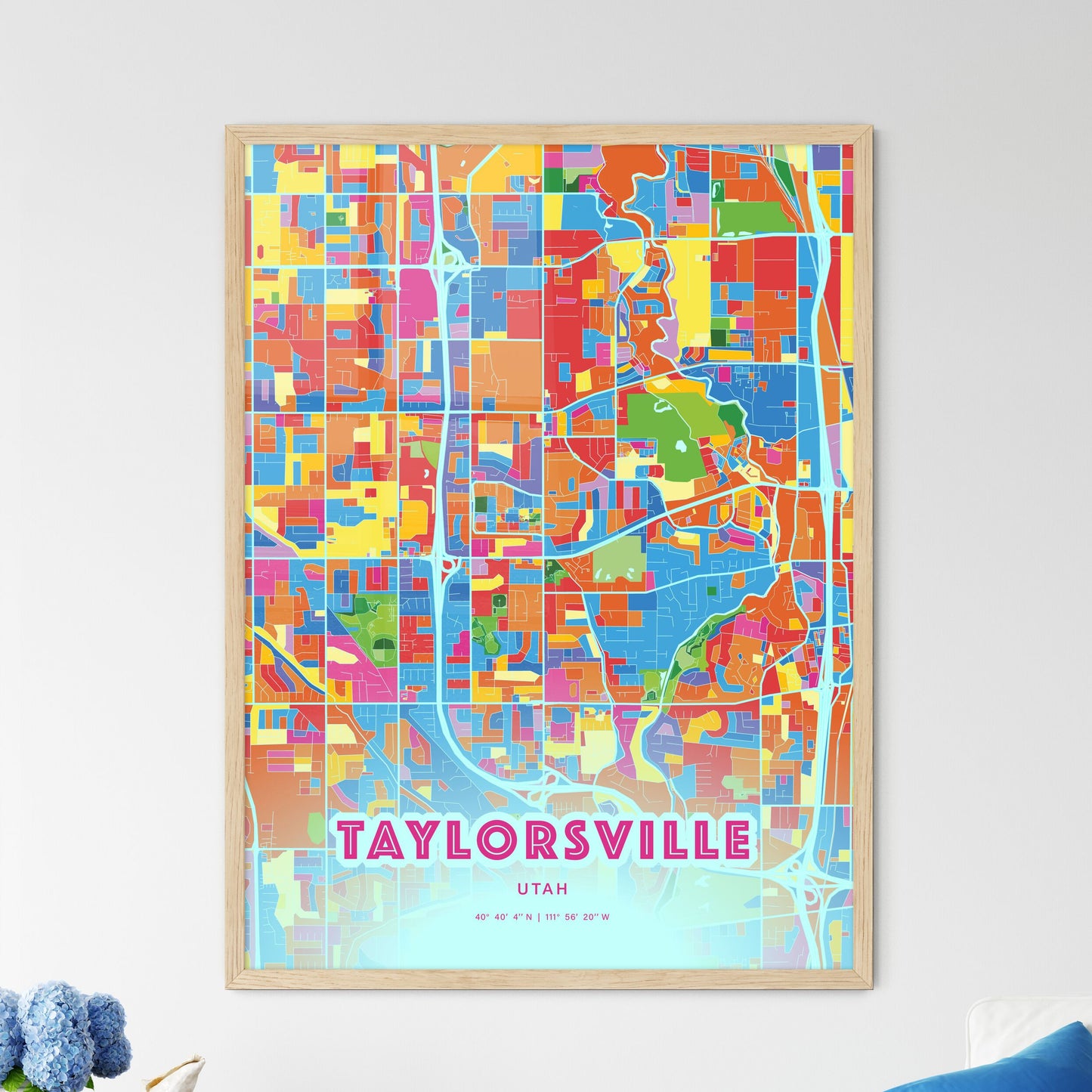 Colorful TAYLORSVILLE UTAH Fine Art Map Crazy Colors