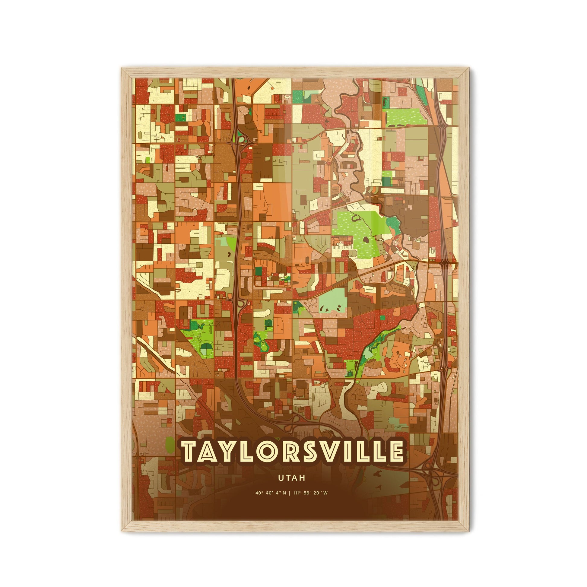 Colorful TAYLORSVILLE UTAH Fine Art Map Farmhouse