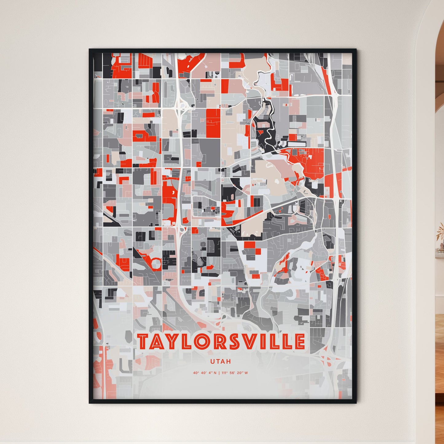 Colorful TAYLORSVILLE UTAH Fine Art Map Modern