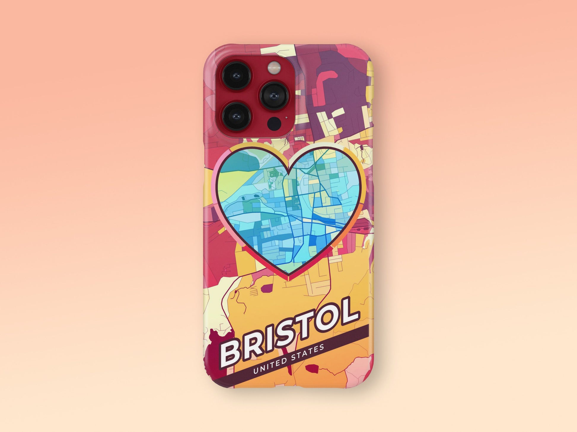 Bristol Connecticut slim phone case with colorful icon. Birthday, wedding or housewarming gift. Couple match cases. 2