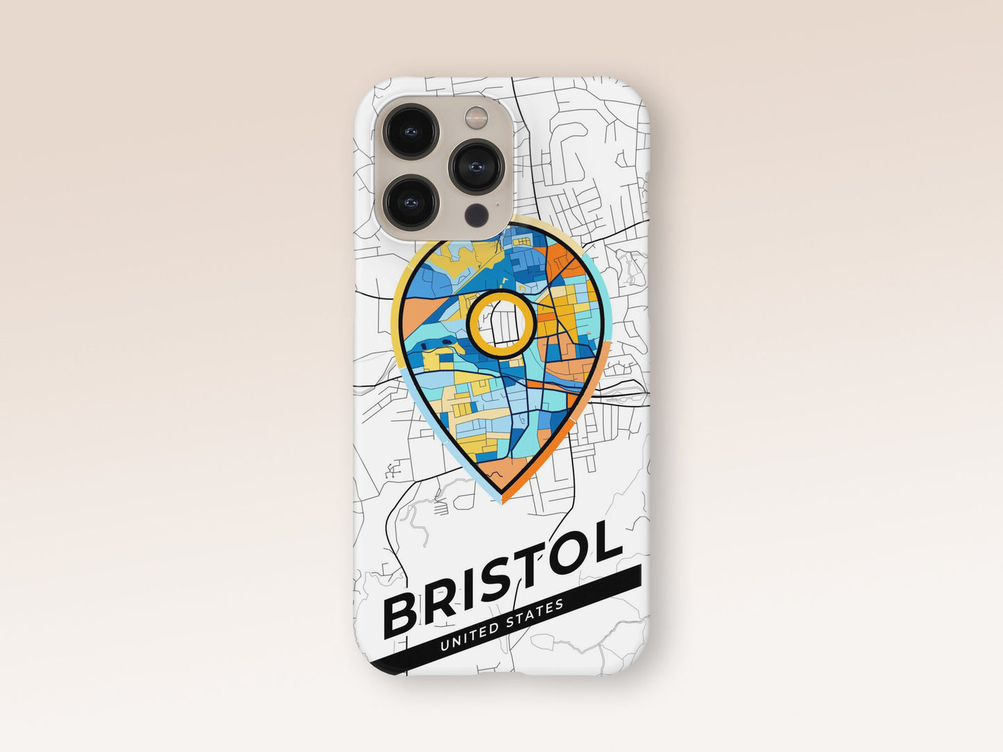 Bristol Connecticut slim phone case with colorful icon. Birthday, wedding or housewarming gift. Couple match cases. 1