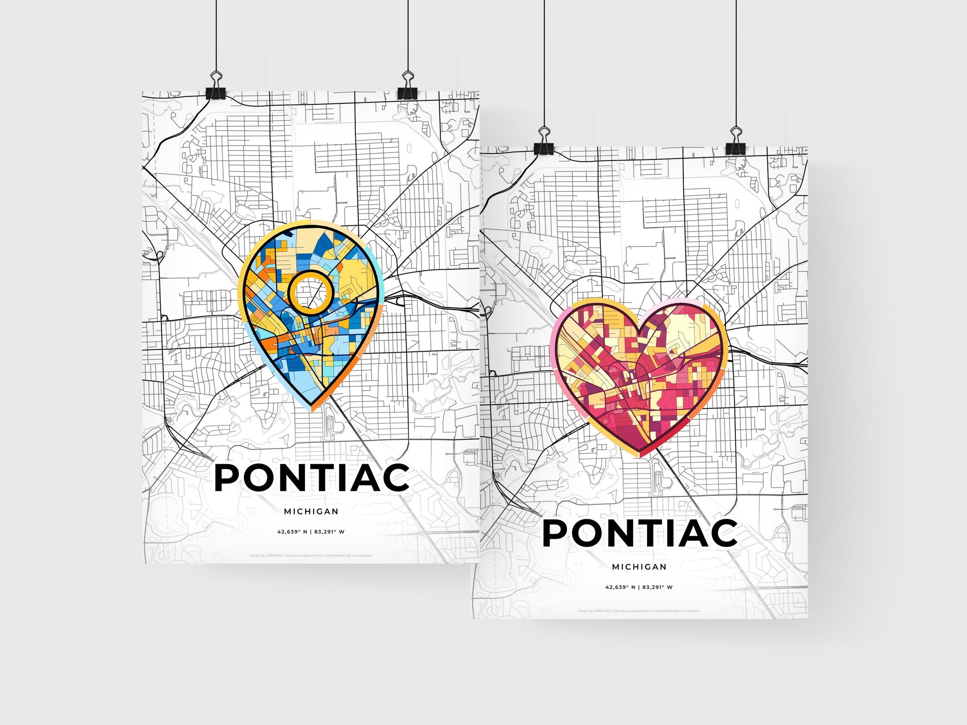 Pontiac Michigan art print for couples