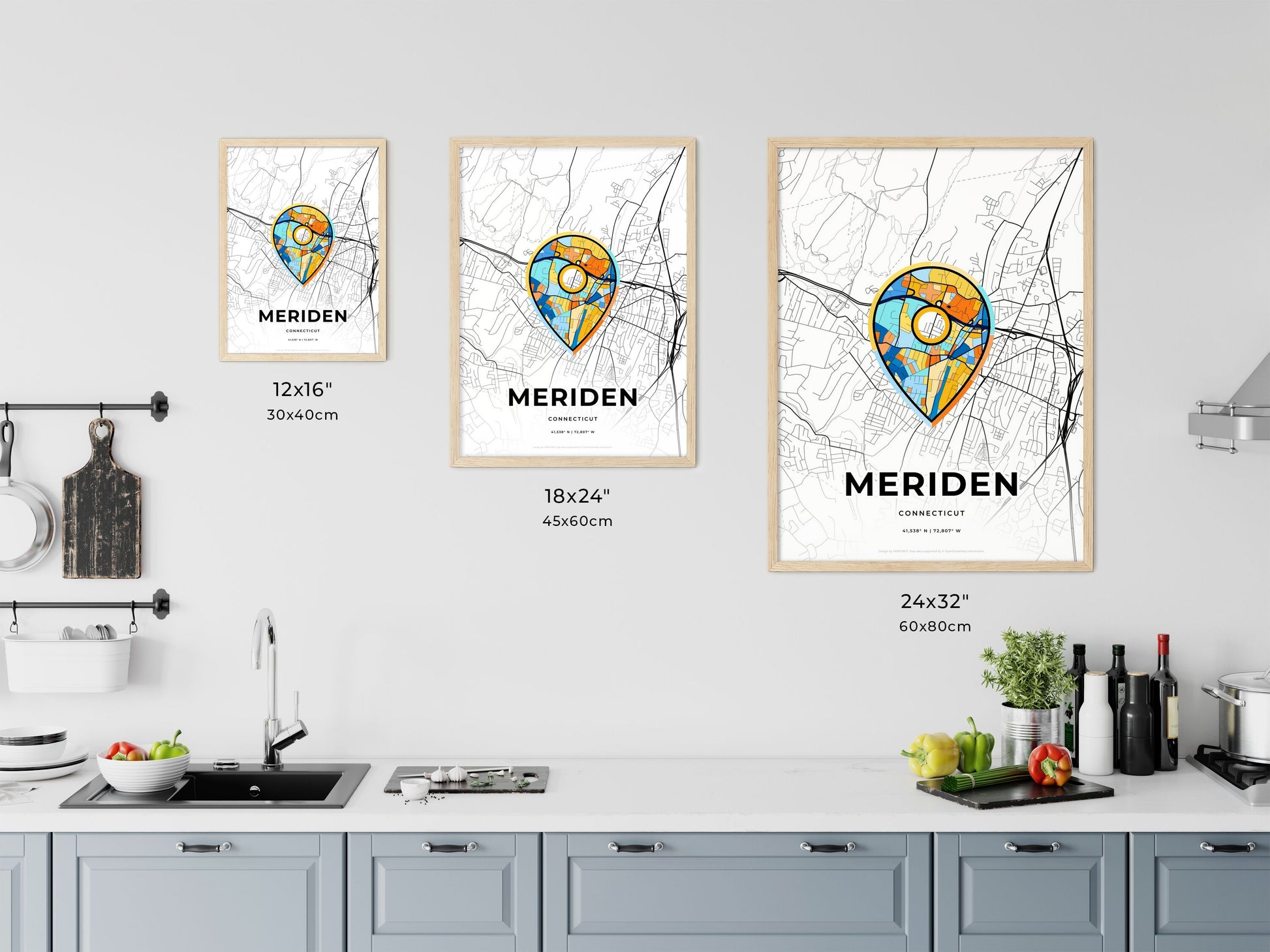 Meriden Connecticut art map size chart