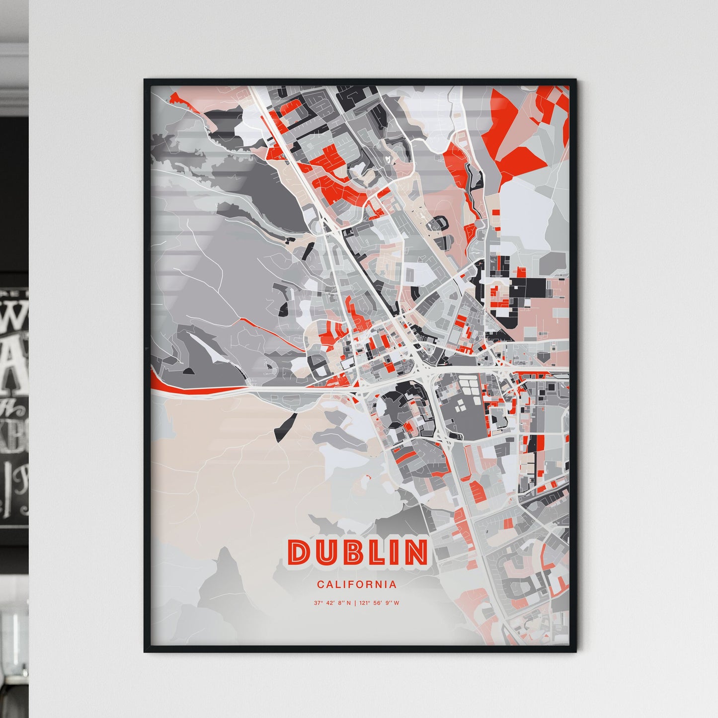 Colorful DUBLIN CALIFORNIA Fine Art Map Modern