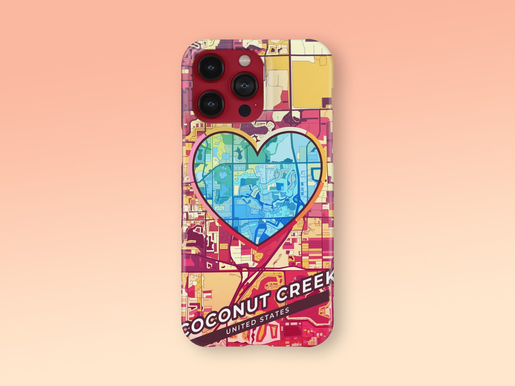 Coconut Creek Florida slim phone case with colorful icon. Birthday, wedding or housewarming gift. Couple match cases. 2