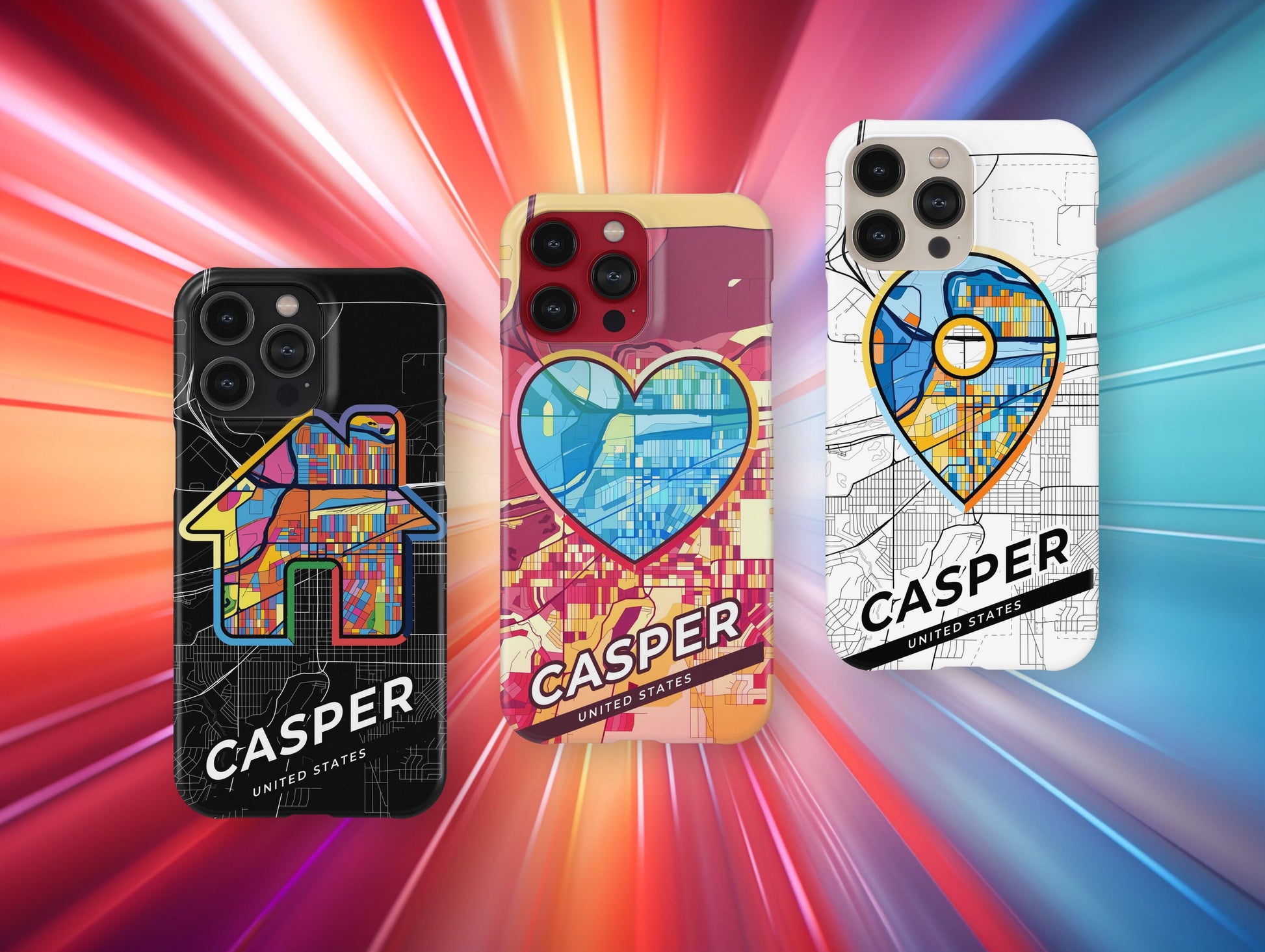 Casper Wyoming slim phone case with colorful icon. Birthday, wedding or housewarming gift. Couple match cases.