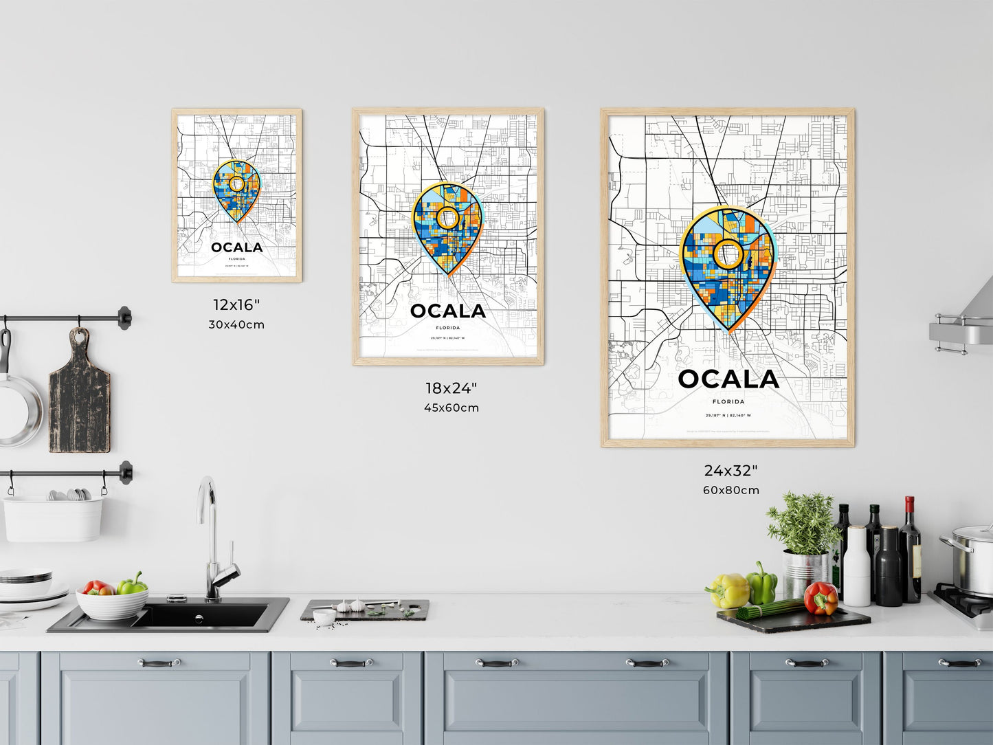 Ocala Florida art map size chart