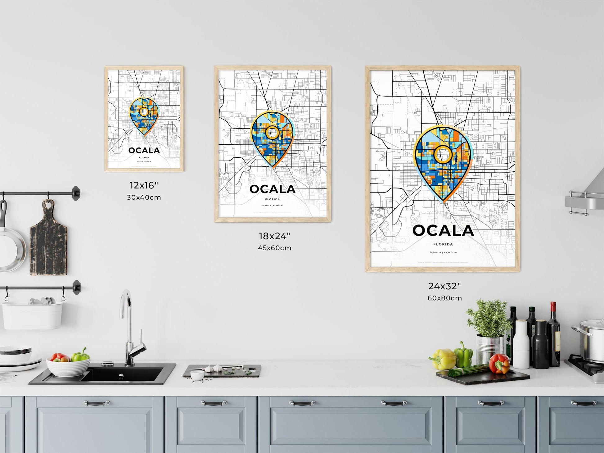 Ocala Florida art map size chart