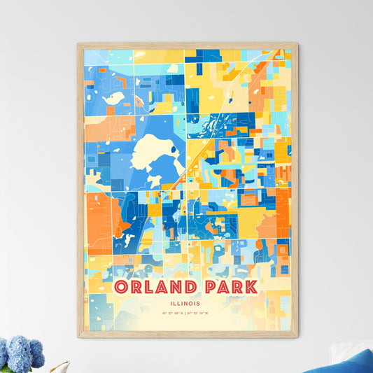 Colorful ORLAND PARK ILLINOIS Fine Art Map Blue Orange