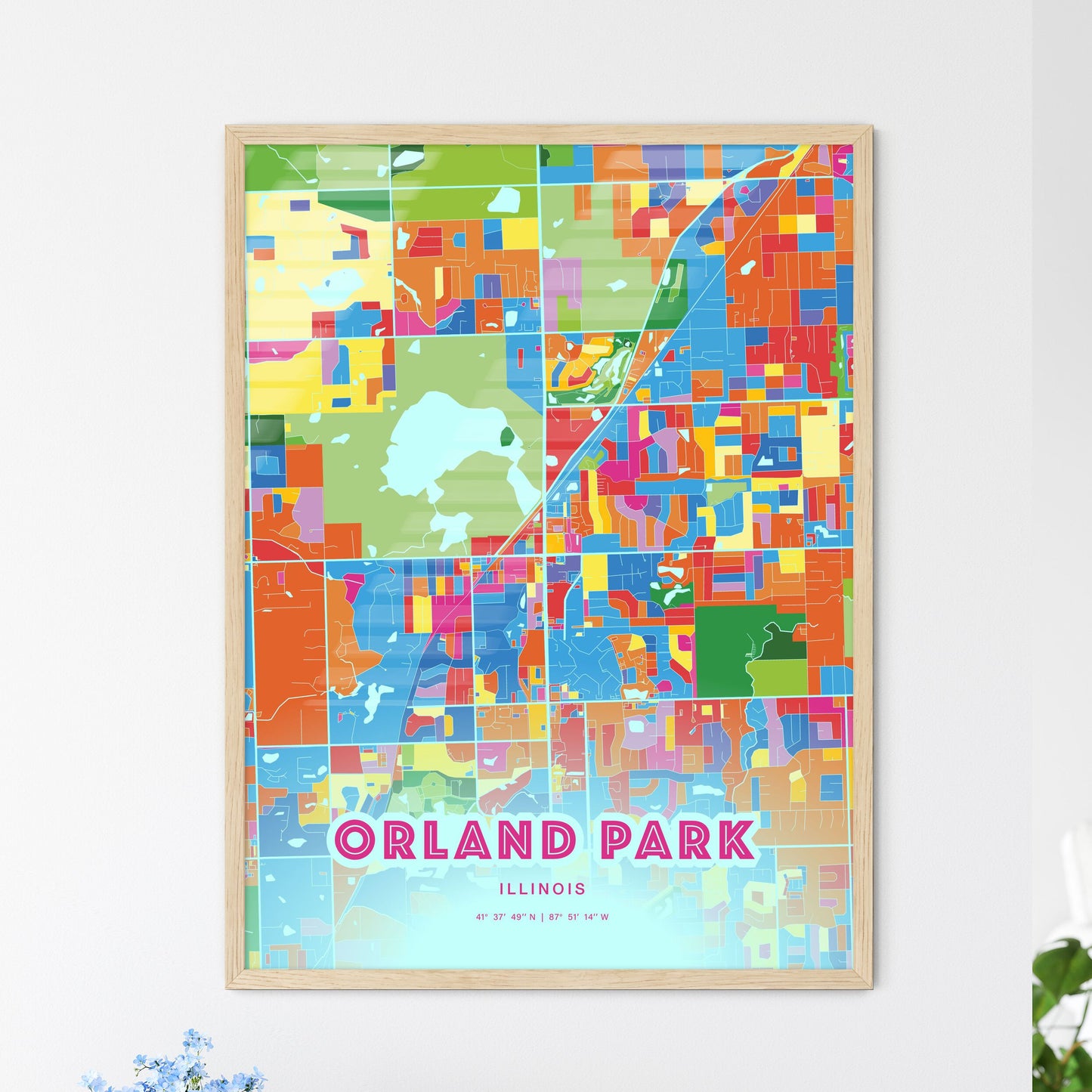 Colorful ORLAND PARK ILLINOIS Fine Art Map Crazy Colors