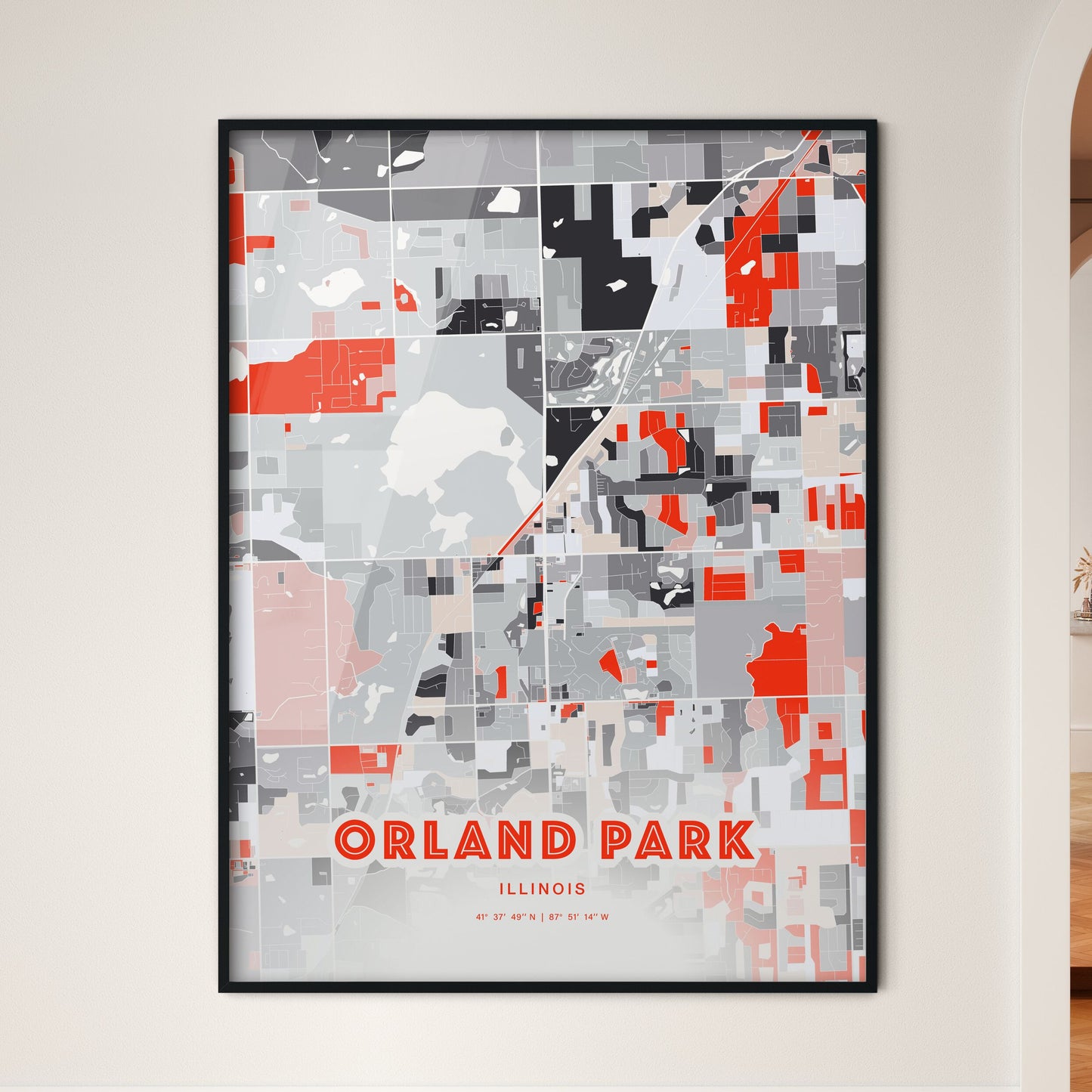 Colorful ORLAND PARK ILLINOIS Fine Art Map Modern