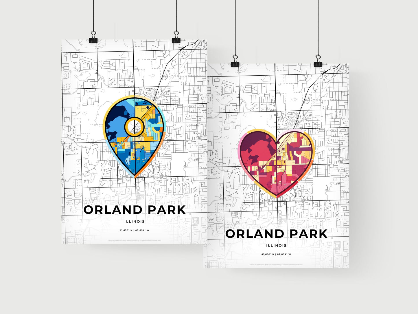 Orland Park Illinois art print for couples
