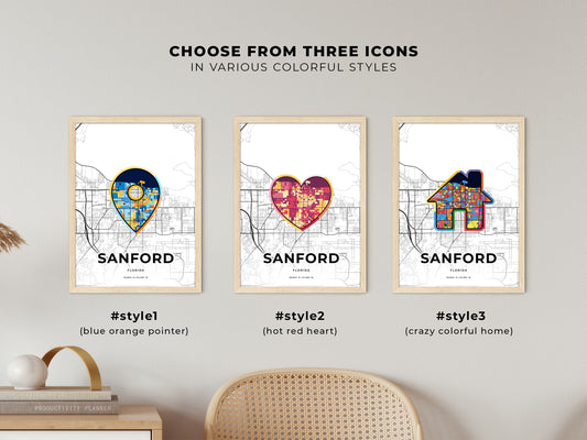 Sanford Florida maps with colorful icons