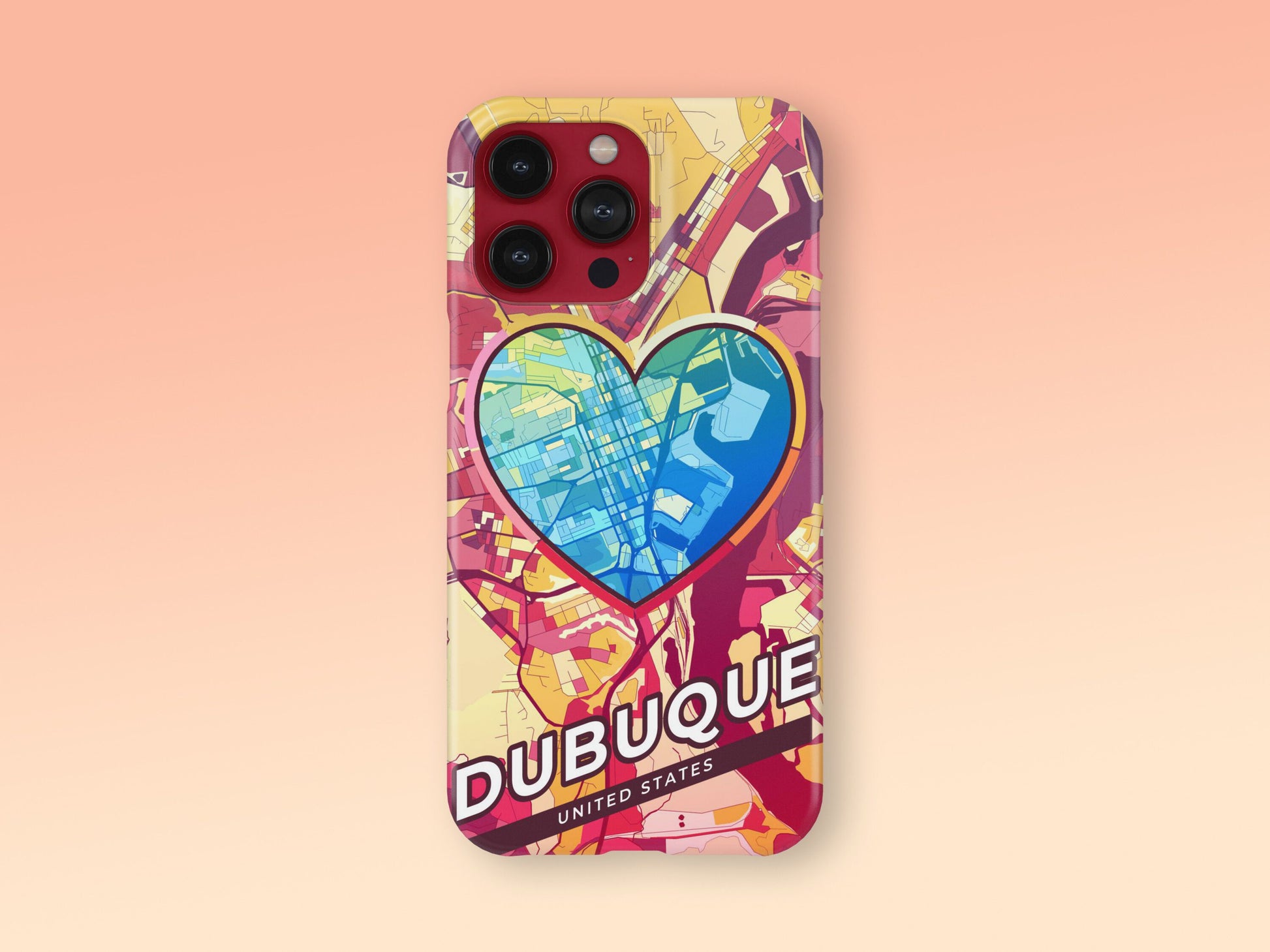 Dubuque Iowa slim phone case with colorful icon. Birthday, wedding or housewarming gift. Couple match cases. 2