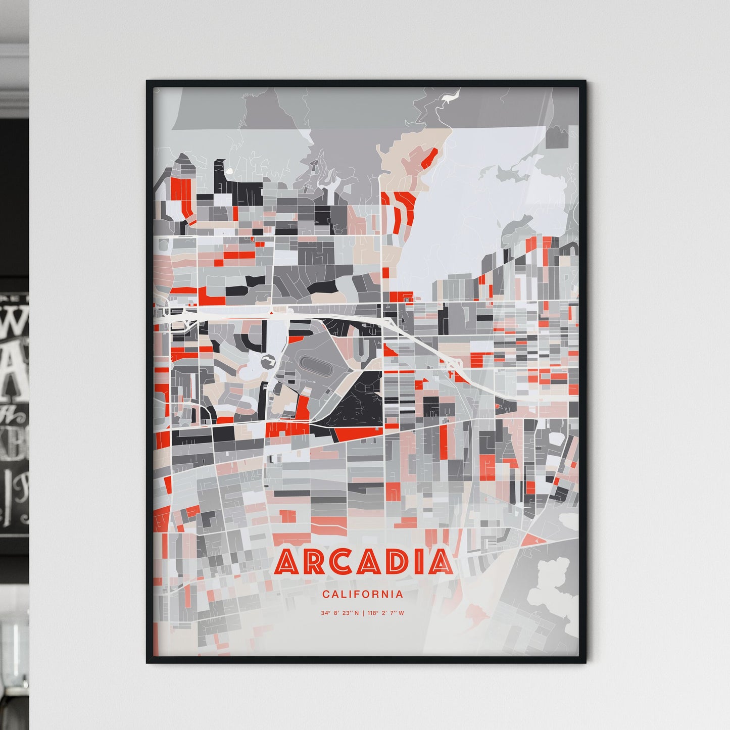 Colorful ARCADIA CALIFORNIA Fine Art Map Modern