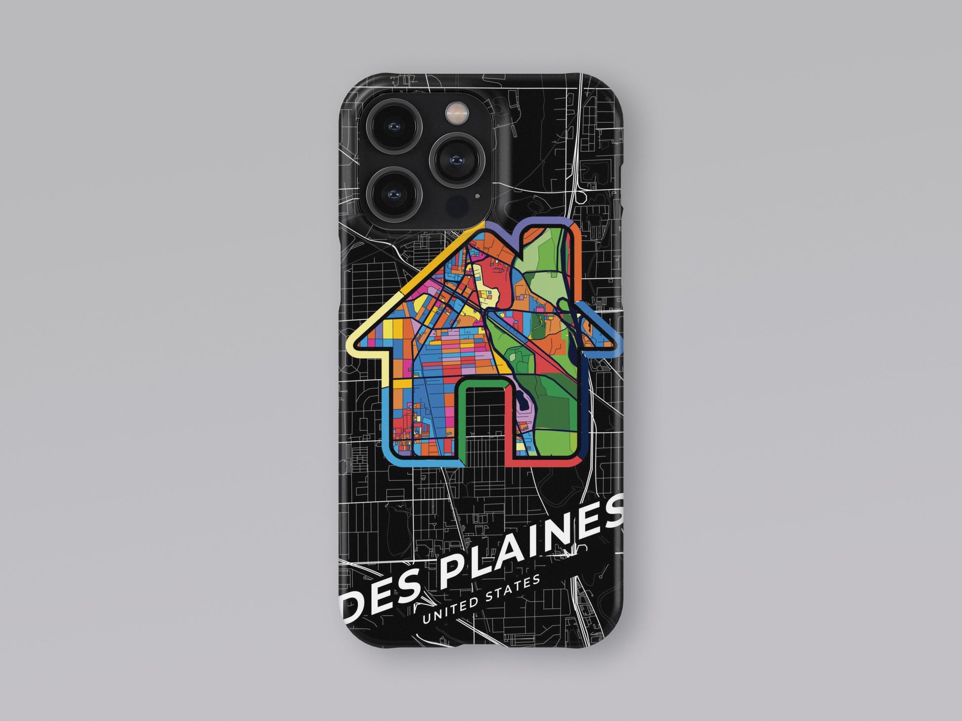 Des Plaines Illinois slim phone case with colorful icon. Birthday, wedding or housewarming gift. Couple match cases. 3