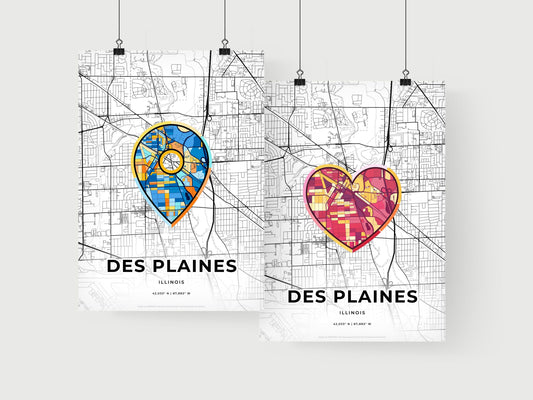 Des Plaines Illinois art print for couples