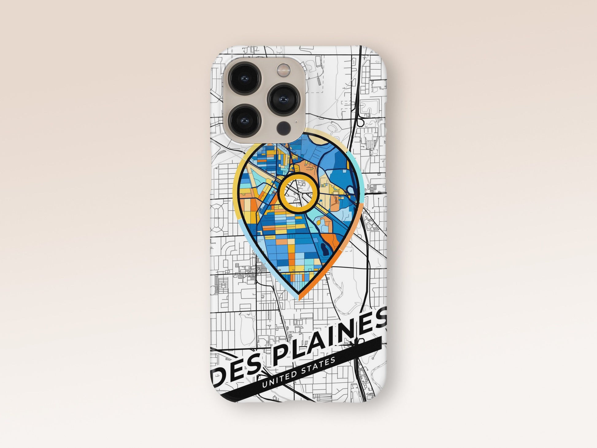 Des Plaines Illinois slim phone case with colorful icon. Birthday, wedding or housewarming gift. Couple match cases. 1