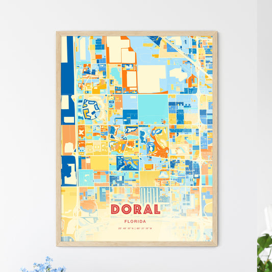 Colorful DORAL FLORIDA Fine Art Map Blue Orange