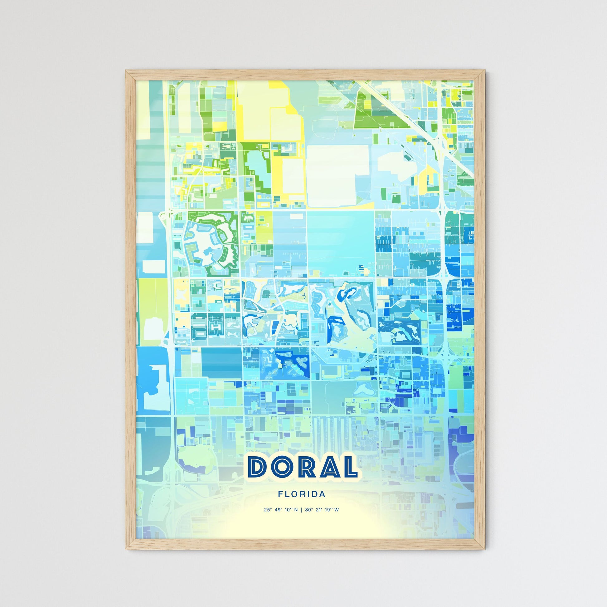 Colorful DORAL FLORIDA Fine Art Map Cool Blue