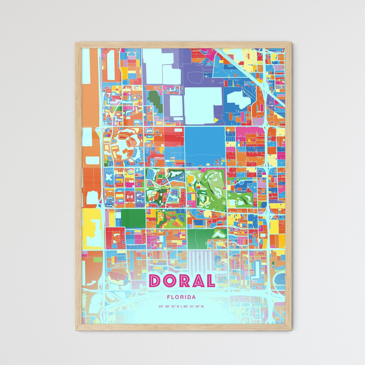 Colorful DORAL FLORIDA Fine Art Map Crazy Colors