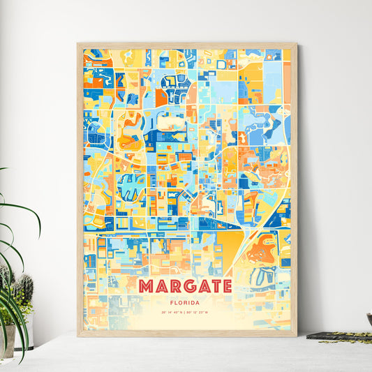 Colorful MARGATE FLORIDA Fine Art Map Blue Orange