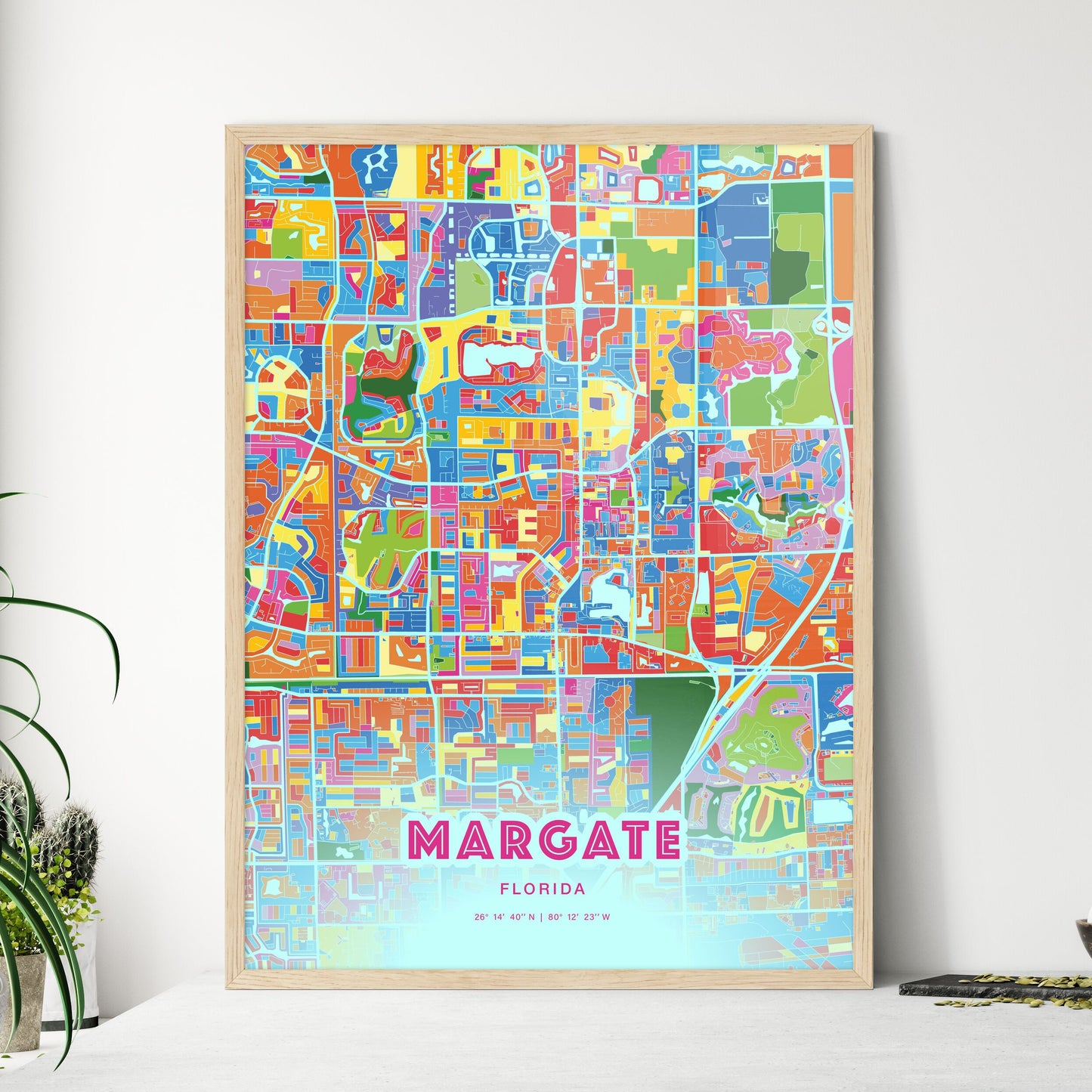 Colorful MARGATE FLORIDA Fine Art Map Crazy Colors