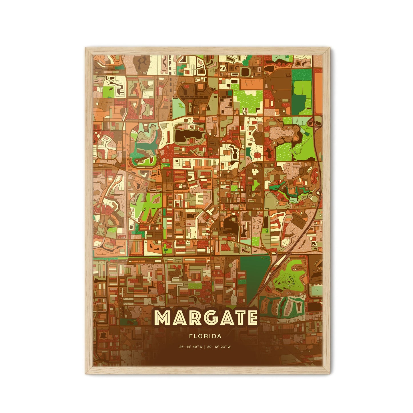 Colorful MARGATE FLORIDA Fine Art Map Farmhouse