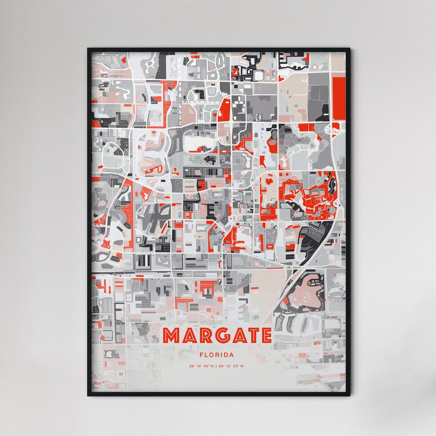 Colorful MARGATE FLORIDA Fine Art Map Modern