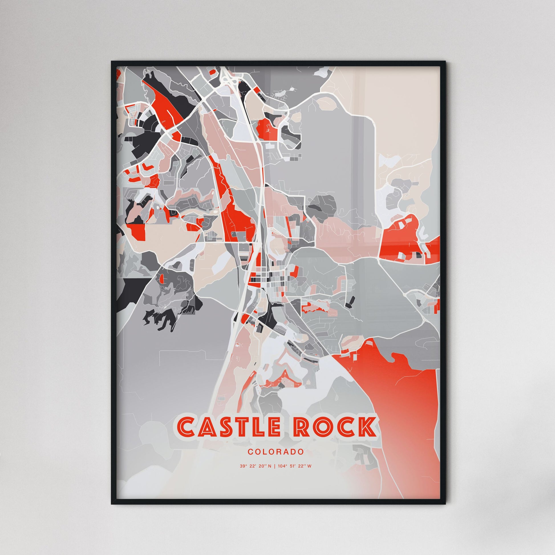 Colorful CASTLE ROCK COLORADO Fine Art Map Modern