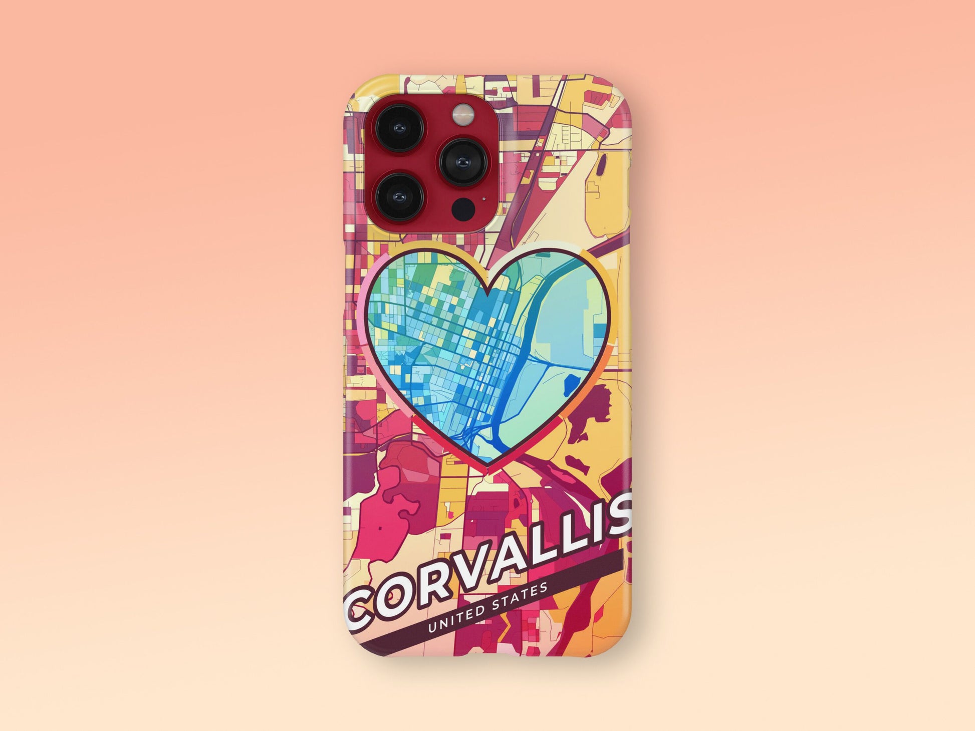 Corvallis Oregon slim phone case with colorful icon. Birthday, wedding or housewarming gift. Couple match cases. 2