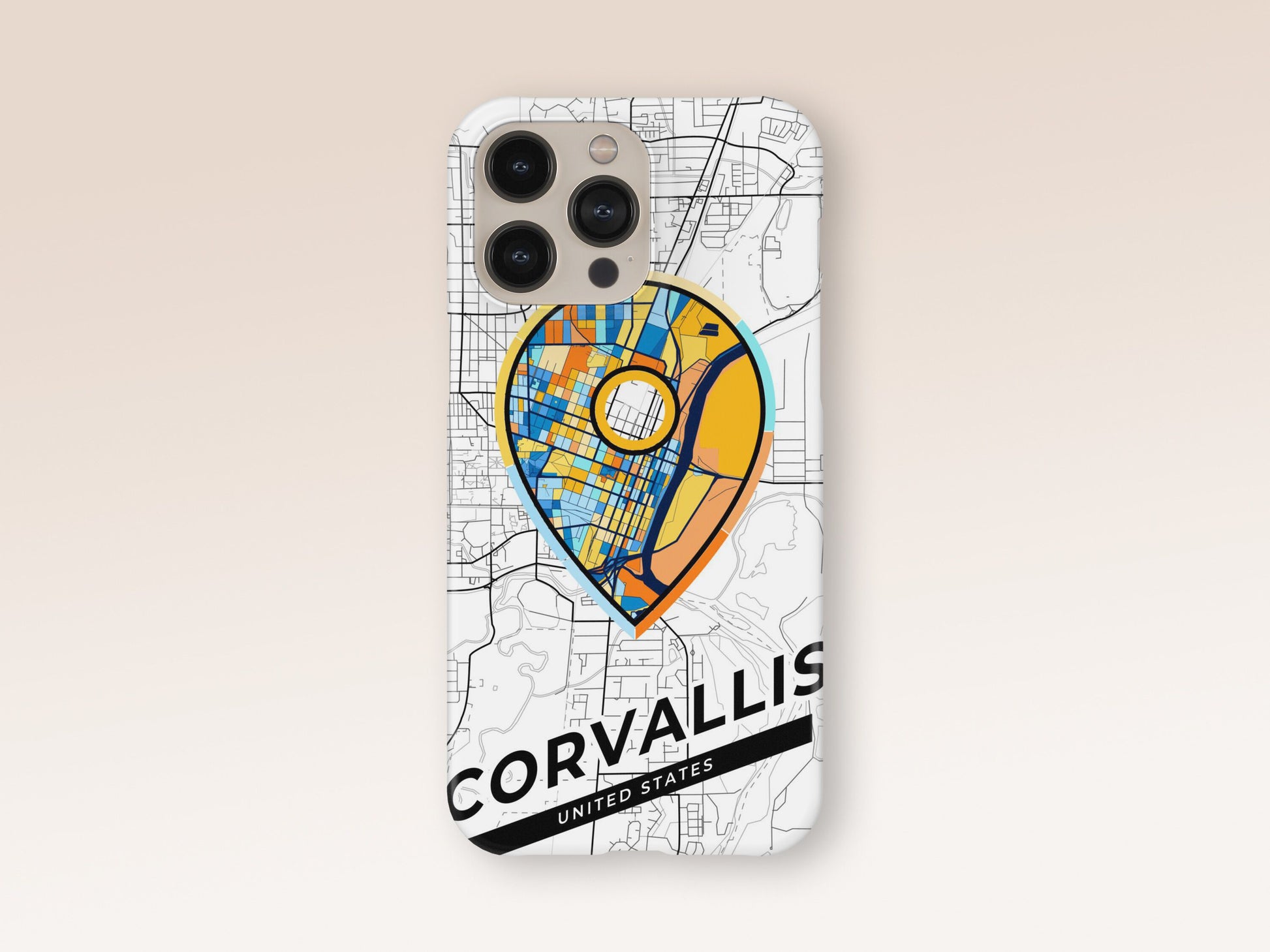 Corvallis Oregon slim phone case with colorful icon. Birthday, wedding or housewarming gift. Couple match cases. 1