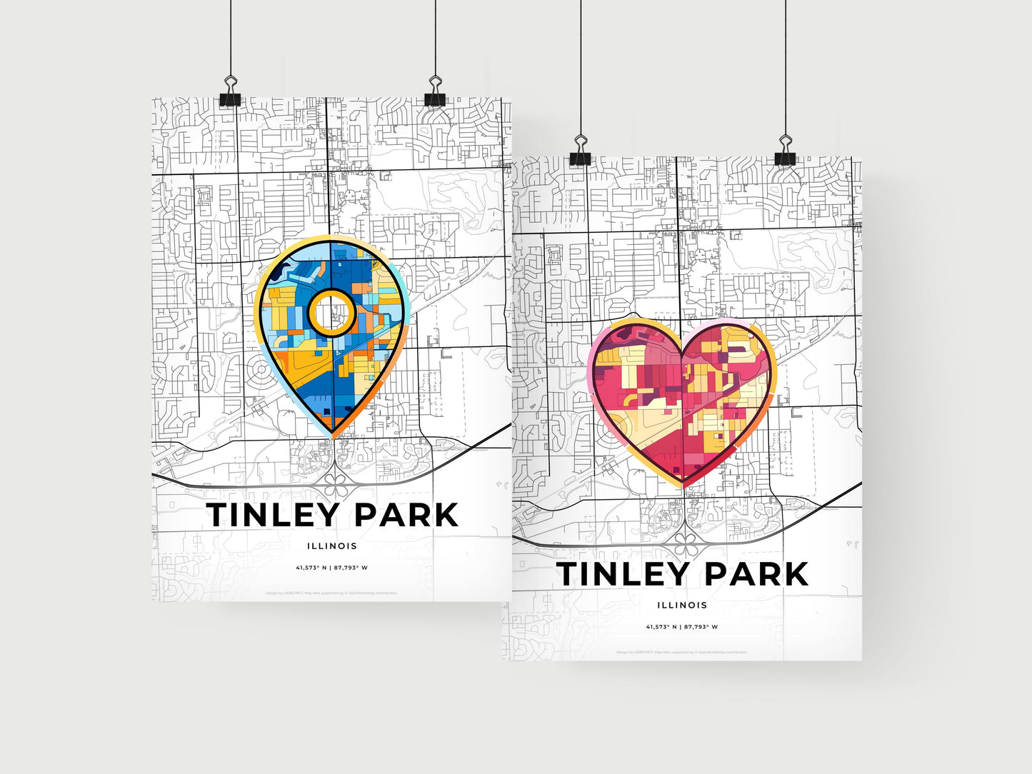 Tinley Park Illinois art print for couples