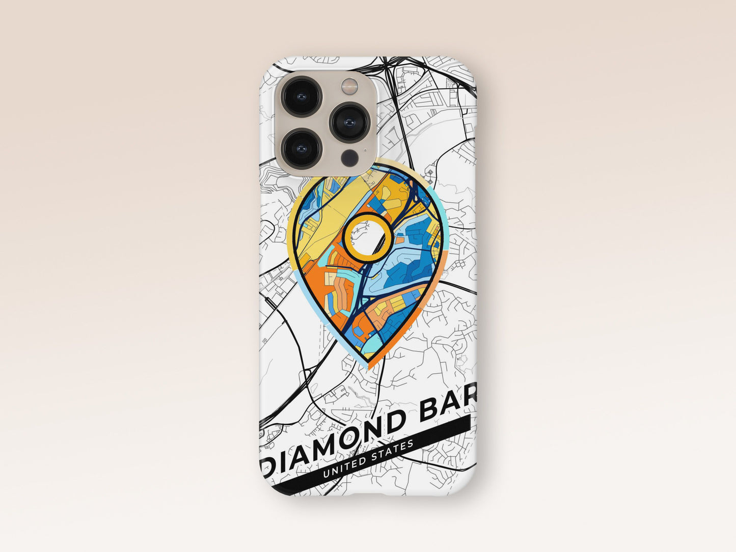 Diamond Bar California slim phone case with colorful icon. Birthday, wedding or housewarming gift. Couple match cases. 1