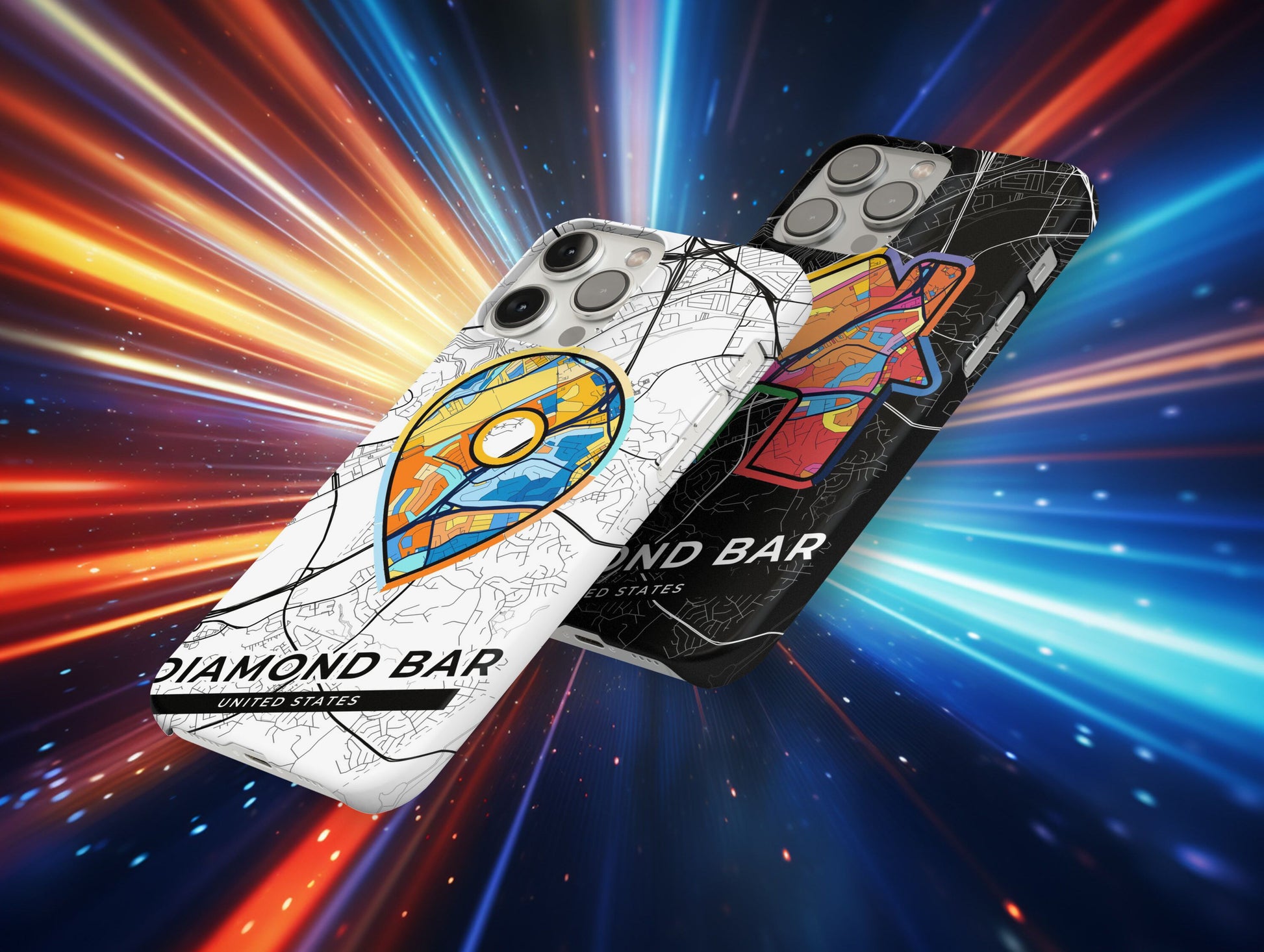 Diamond Bar California slim phone case with colorful icon. Birthday, wedding or housewarming gift. Couple match cases.