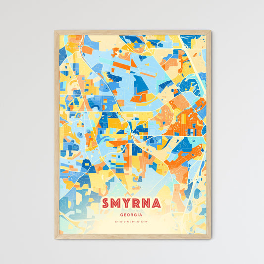 Colorful SMYRNA GEORGIA Fine Art Map Blue Orange