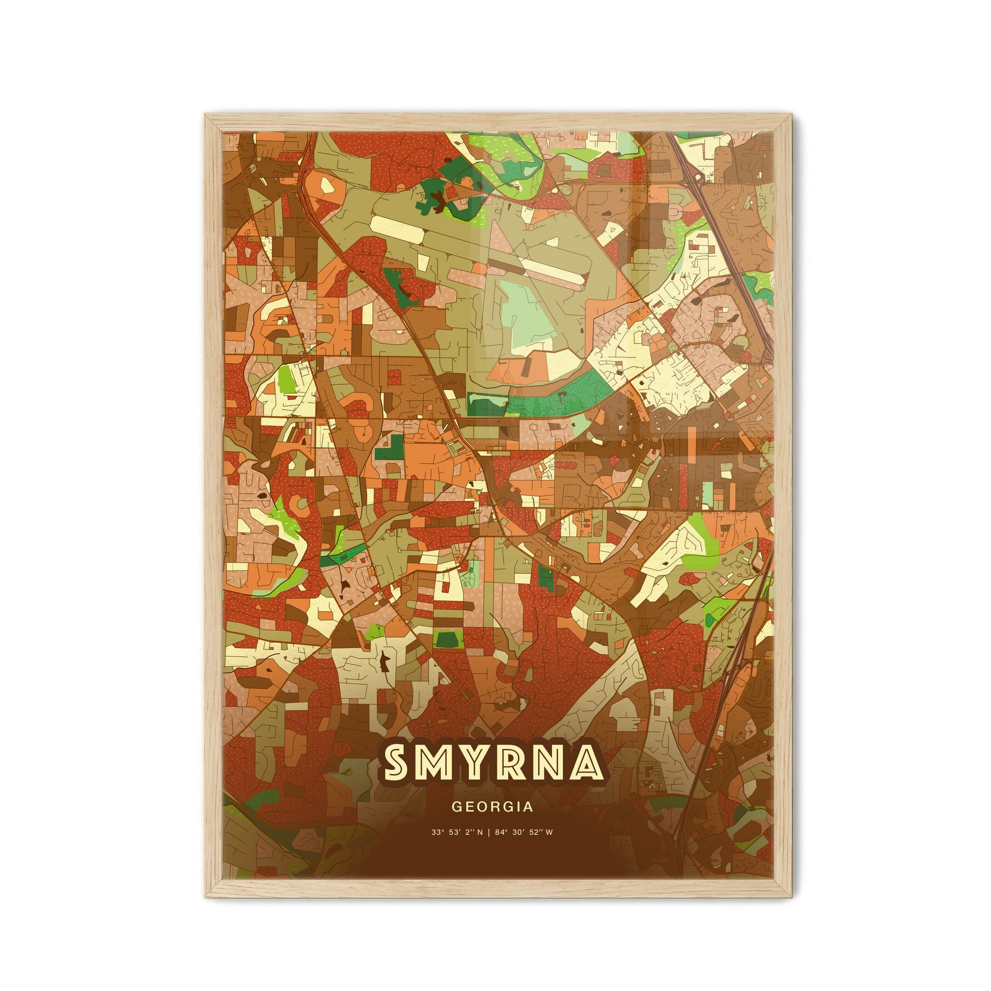 Colorful SMYRNA GEORGIA Fine Art Map Farmhouse