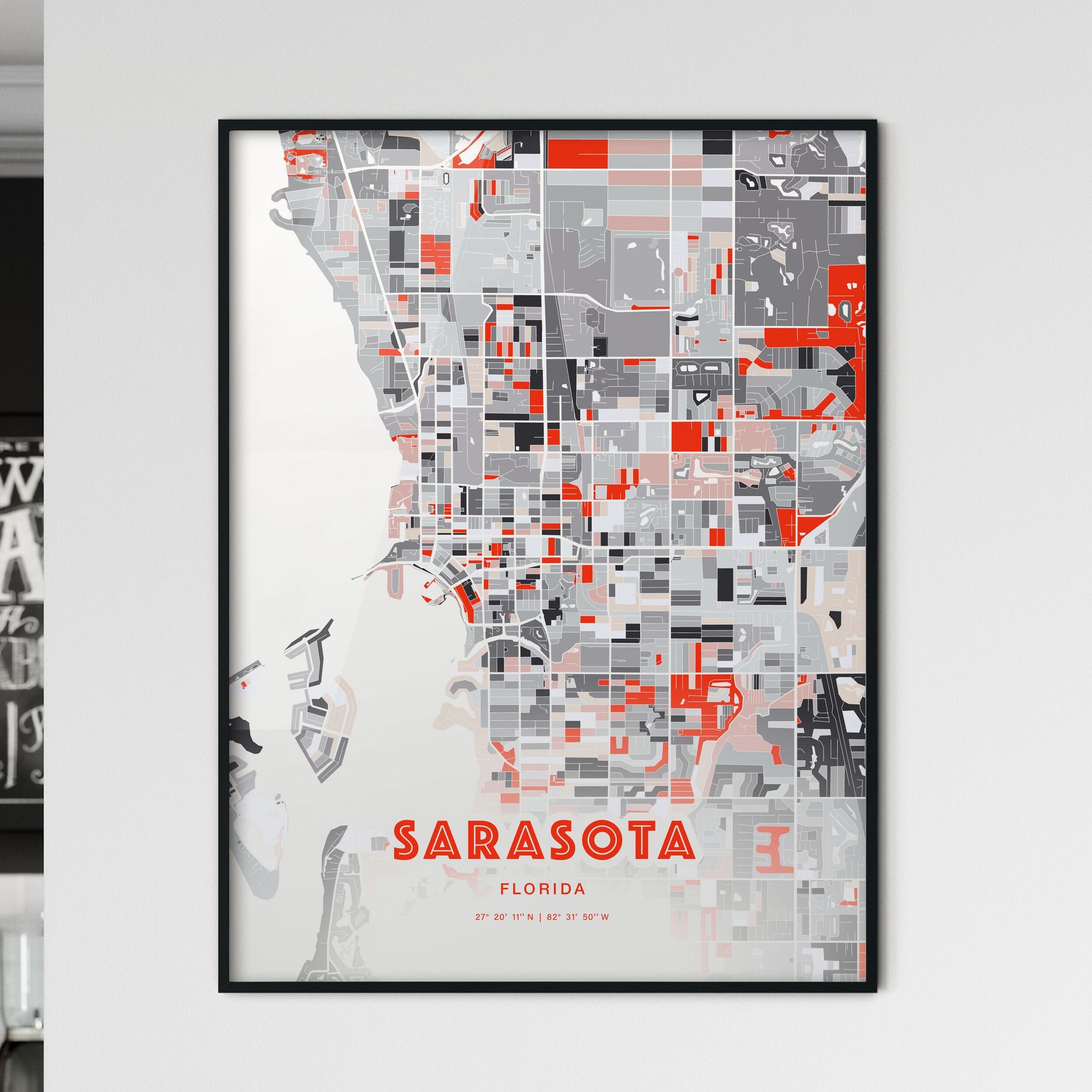 Colorful SARASOTA FLORIDA Fine Art Map Modern