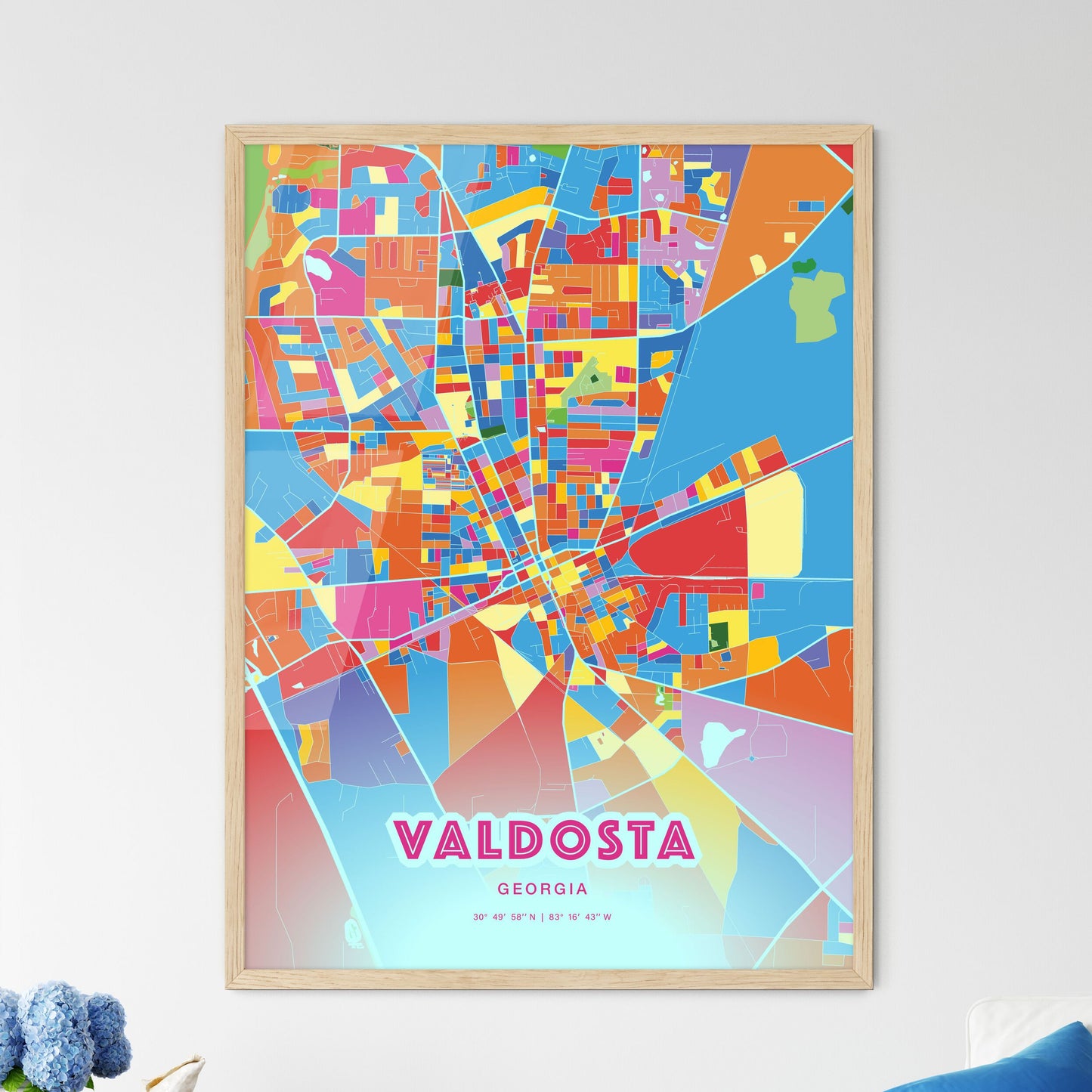 Colorful VALDOSTA GEORGIA Fine Art Map Crazy Colors