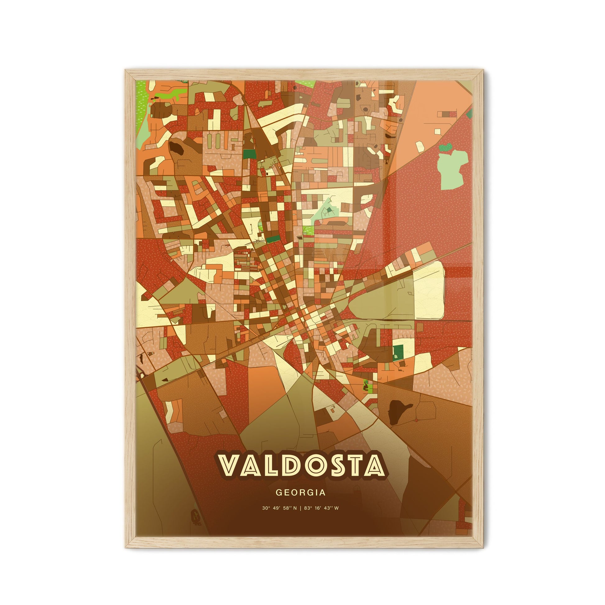 Colorful VALDOSTA GEORGIA Fine Art Map Farmhouse