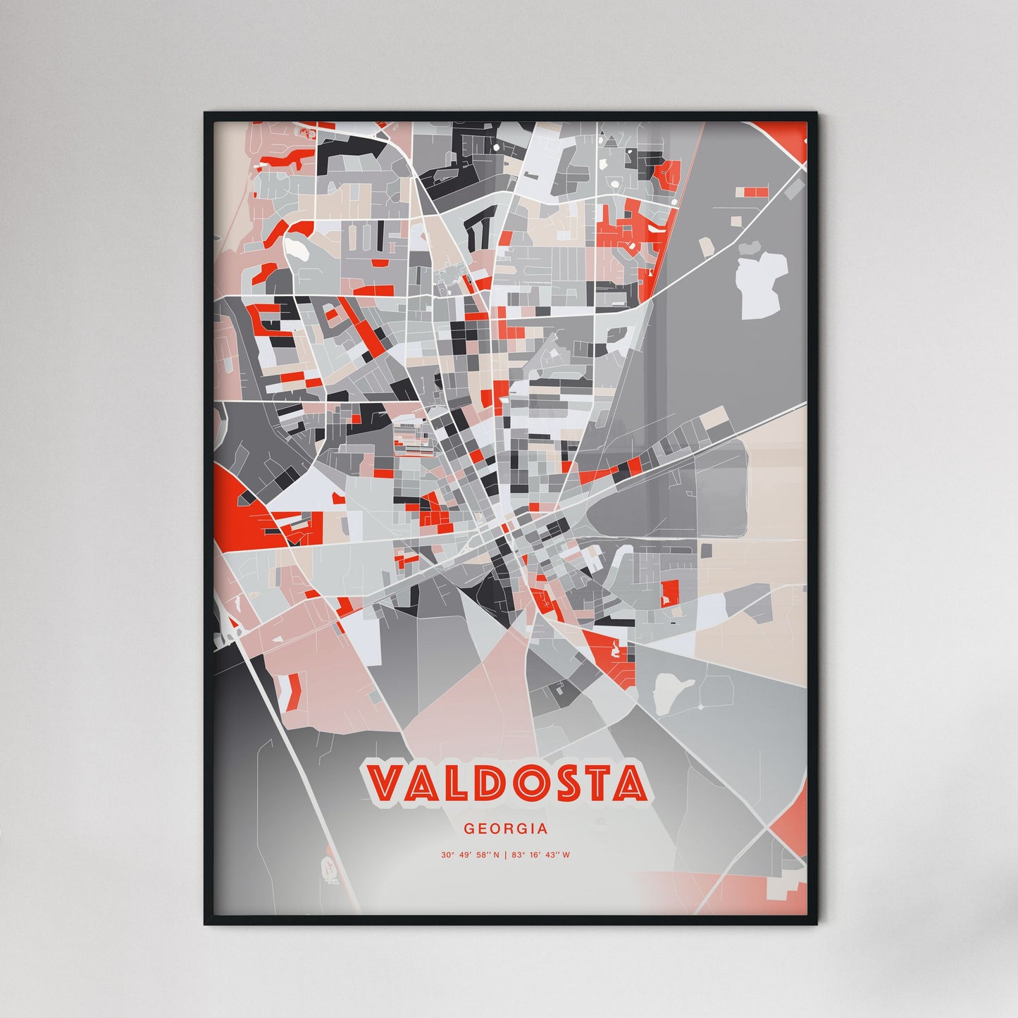 Colorful VALDOSTA GEORGIA Fine Art Map Modern