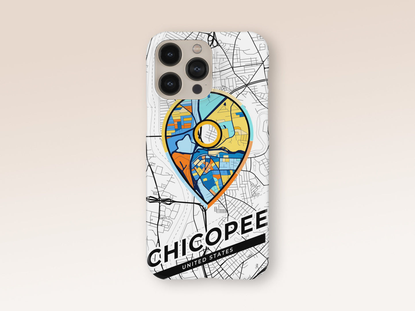 Chicopee Massachusetts slim phone case with colorful icon. Birthday, wedding or housewarming gift. Couple match cases. 1