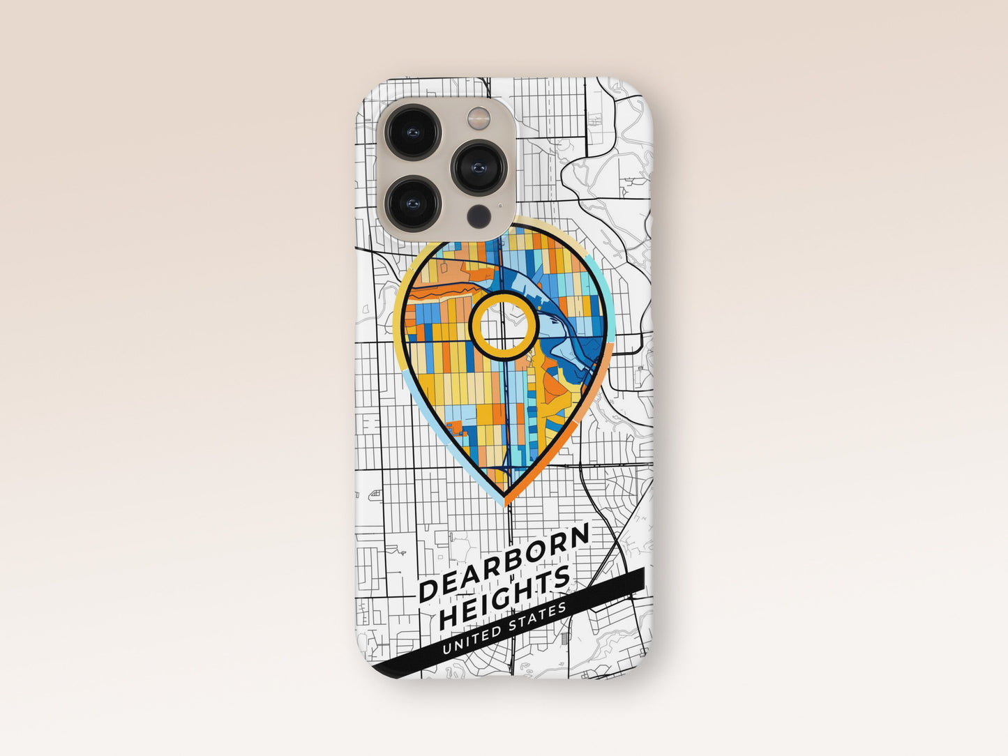 Dearborn Heights Michigan slim phone case with colorful icon. Birthday, wedding or housewarming gift. Couple match cases. 1