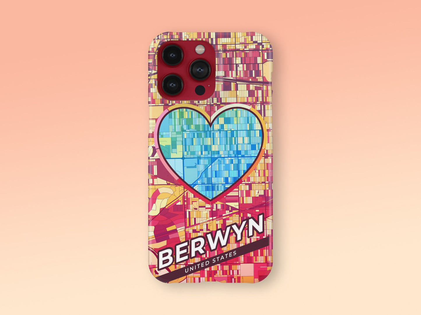 Berwyn Illinois slim phone case with colorful icon. Birthday, wedding or housewarming gift. Couple match cases. 2