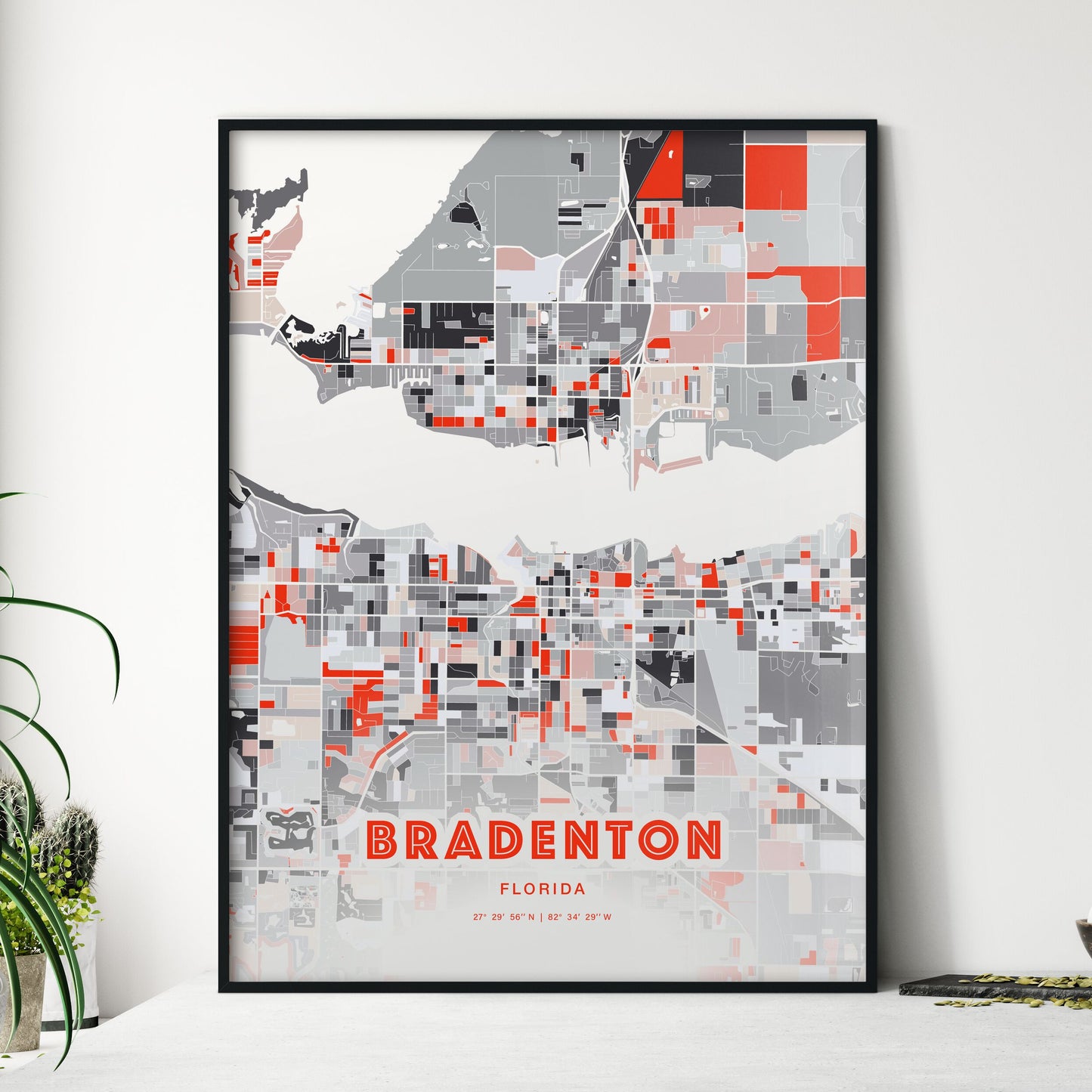 Colorful BRADENTON FLORIDA Fine Art Map Modern