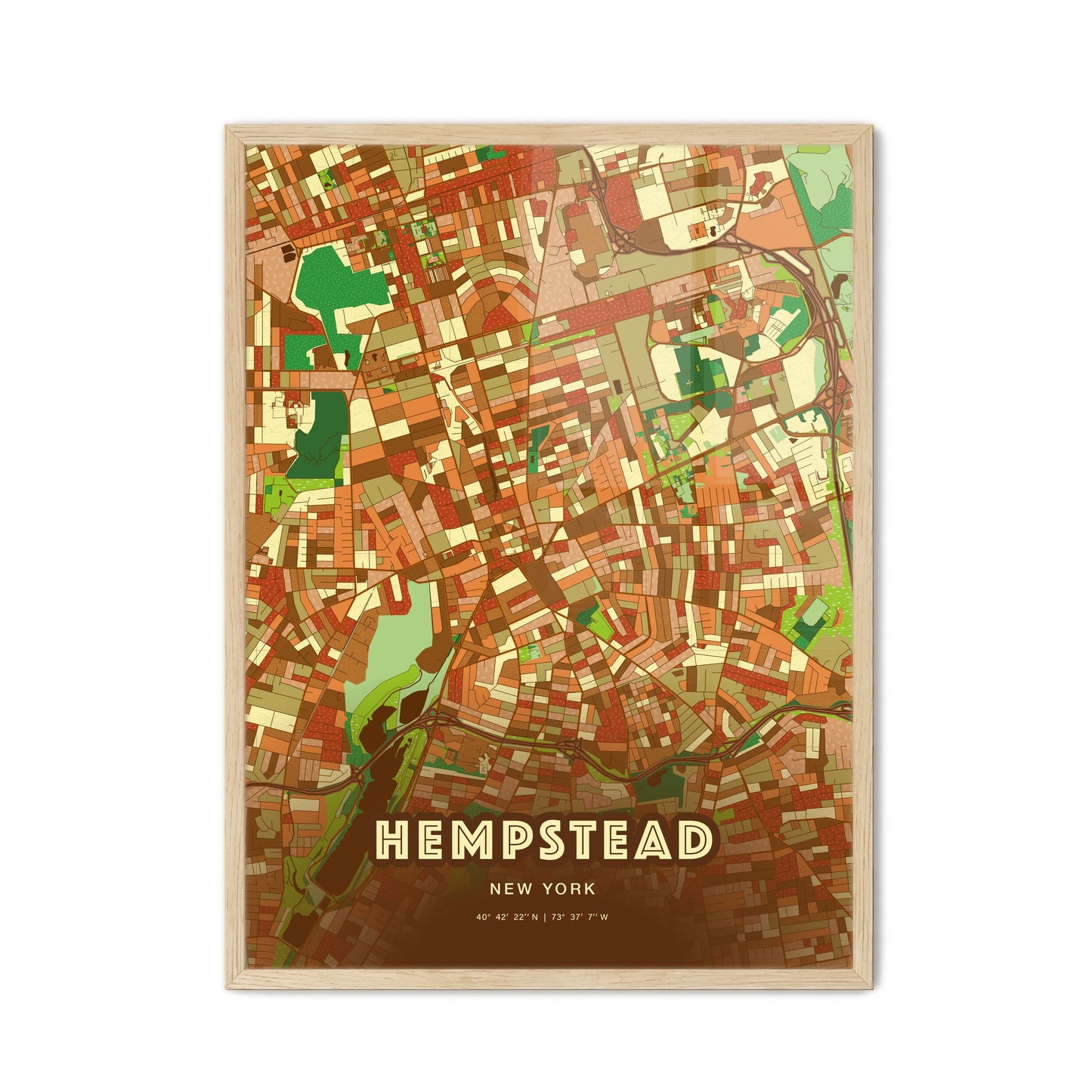 Colorful HEMPSTEAD NEW YORK Fine Art Map Farmhouse