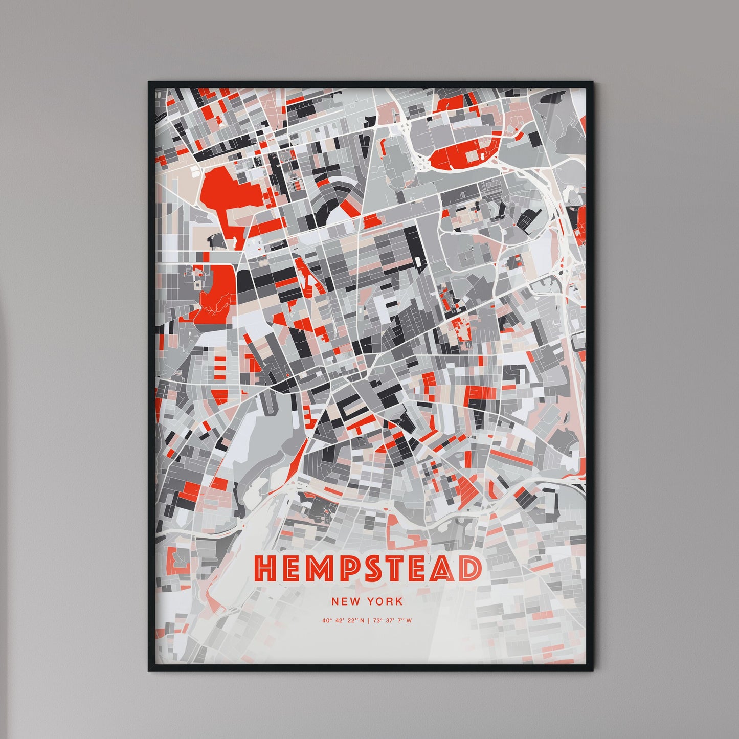 Colorful HEMPSTEAD NEW YORK Fine Art Map Modern