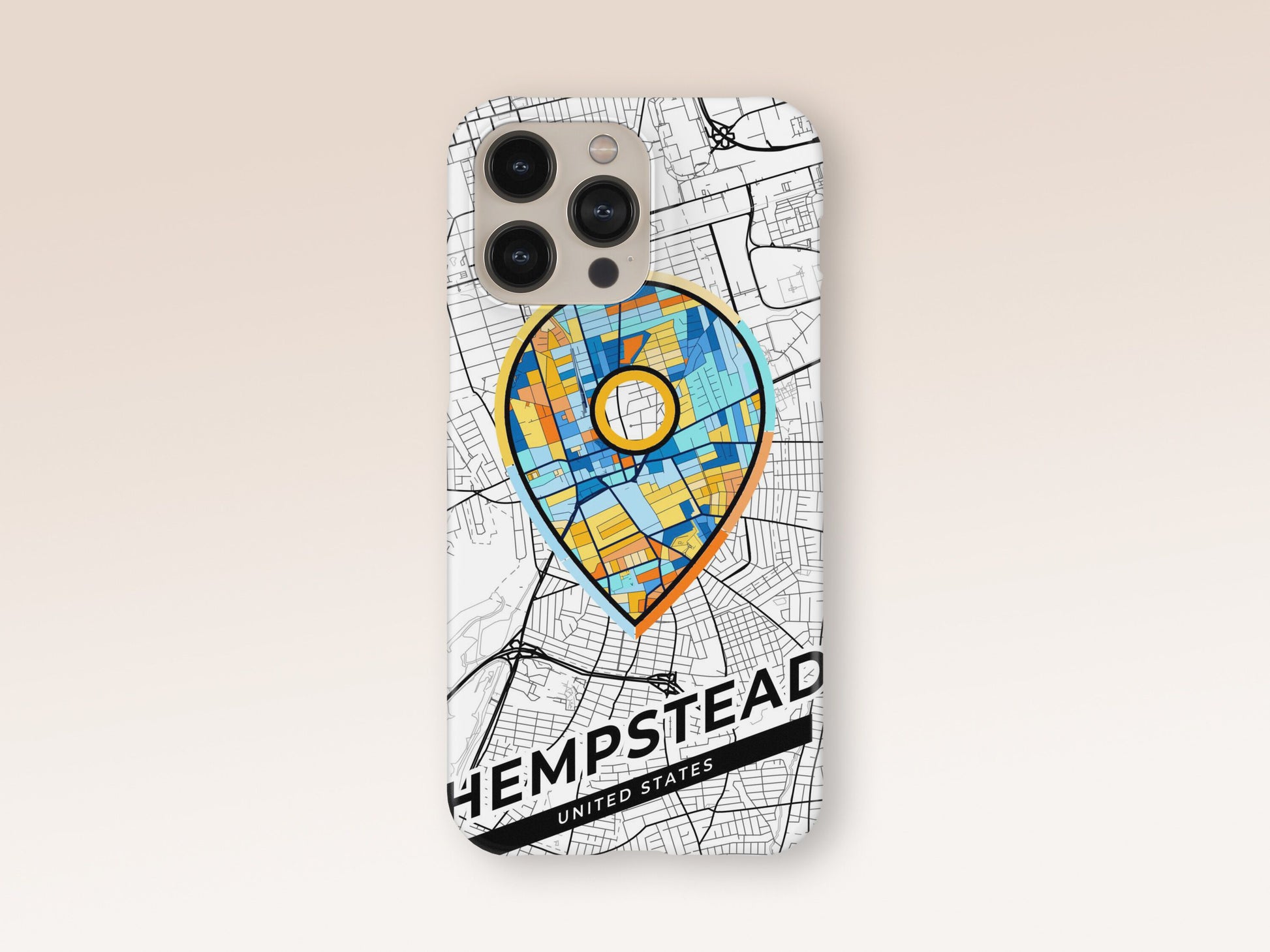 Hempstead New York slim phone case with colorful icon. Birthday, wedding or housewarming gift. Couple match cases. 1