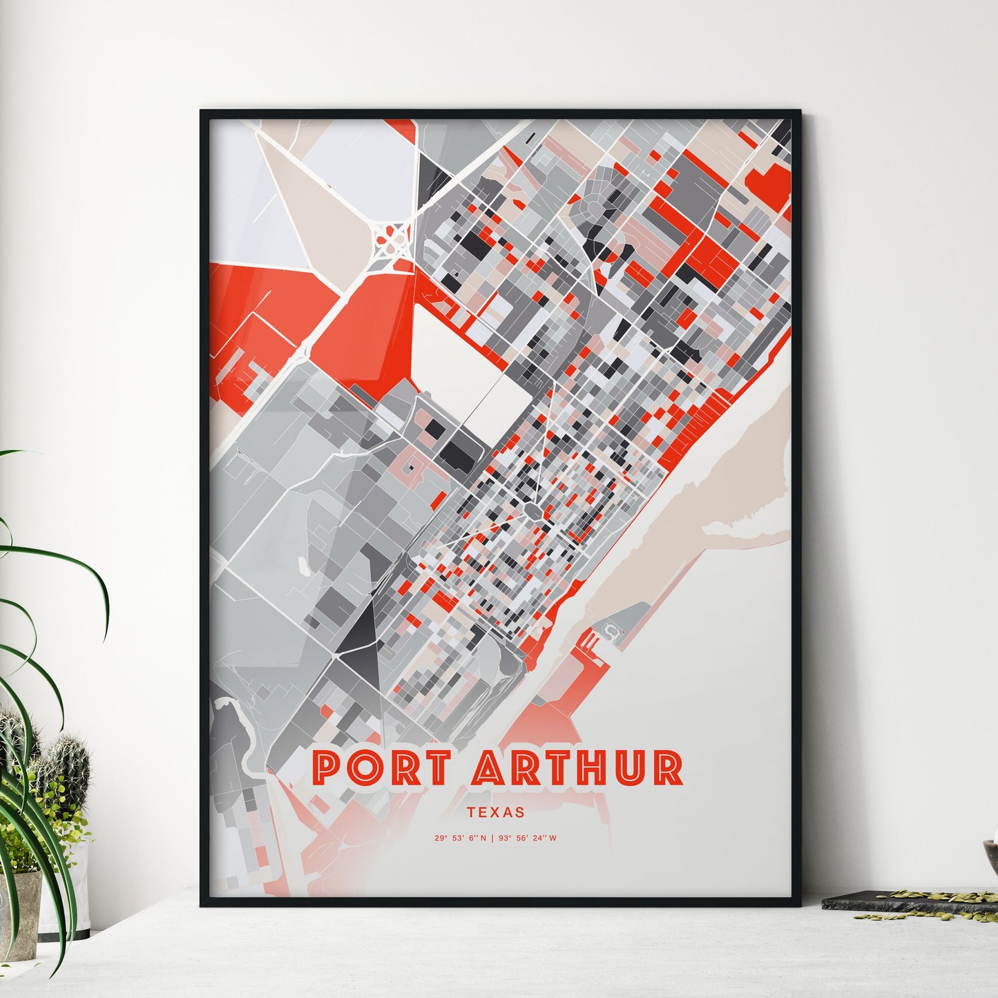 Colorful PORT ARTHUR TEXAS Fine Art Map Modern